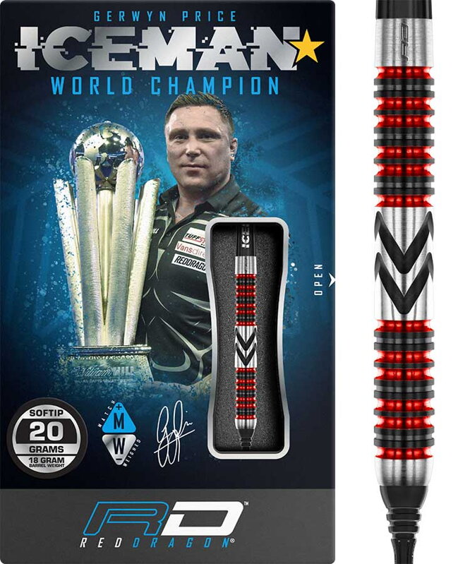 Red Dragon šipky Gerwyn Price Iceman Firebird soft